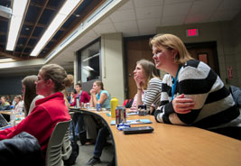 Students listen to panel speak