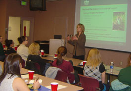 Dr. Krebsbach speaking to students